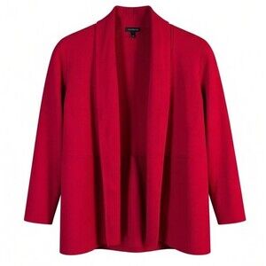 Talbots Open Front Cardigan Red Women’s Size Small Back Slit Swing Shawl Collar